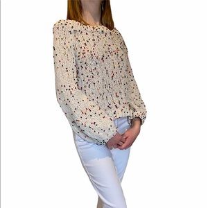 Cream Sweater with Colorful Dots